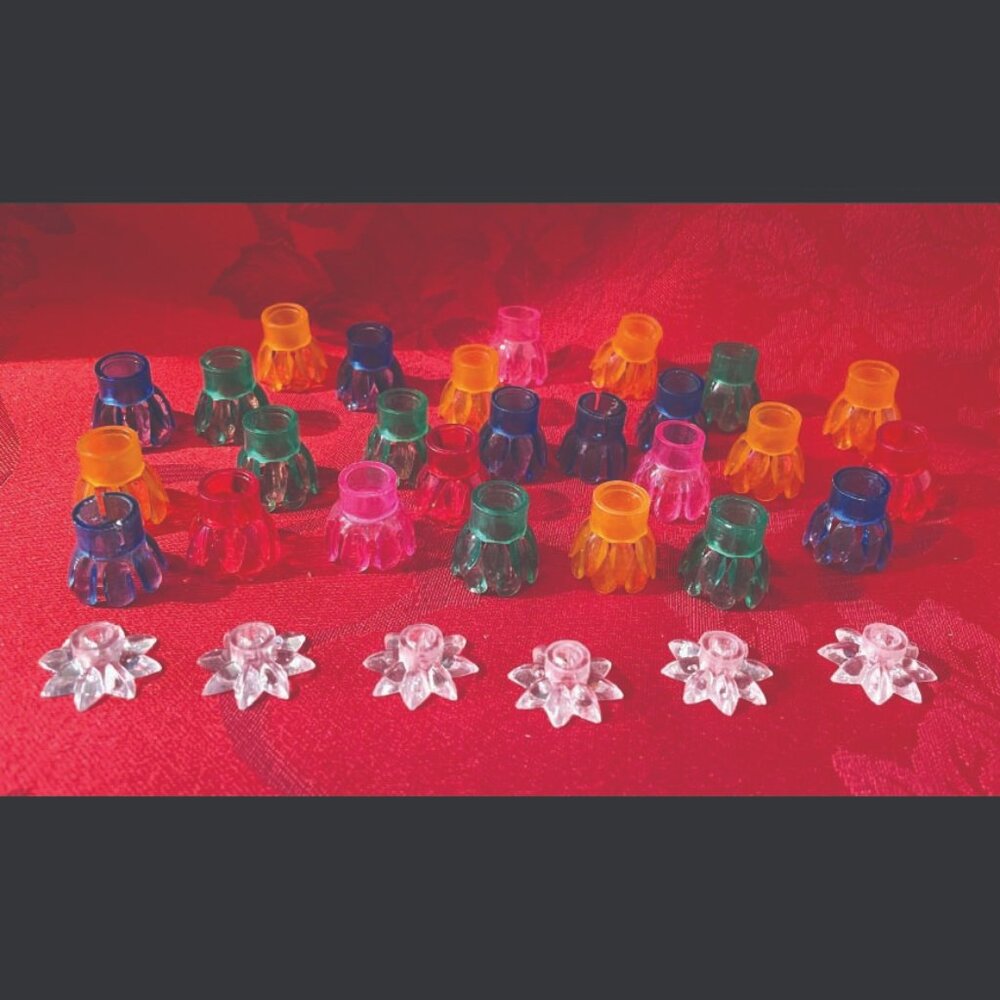 Vintage Christmas Light Reflectors – Flower & Starburst Designs (set of 32)